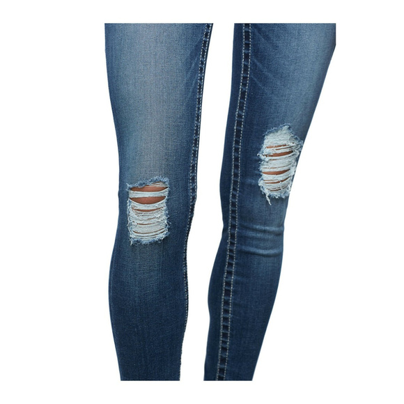 True Religion Women's Jennie Curvy Destroyed Skinny Fit Stretch Jeans w/ Rips - Picture 6 of 6